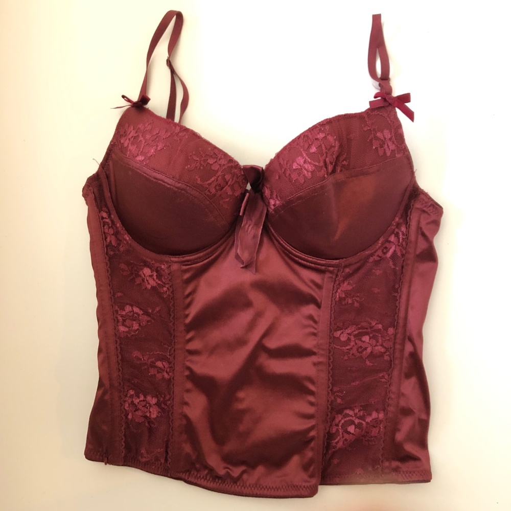 Burgandy Silk Lace Corset Top